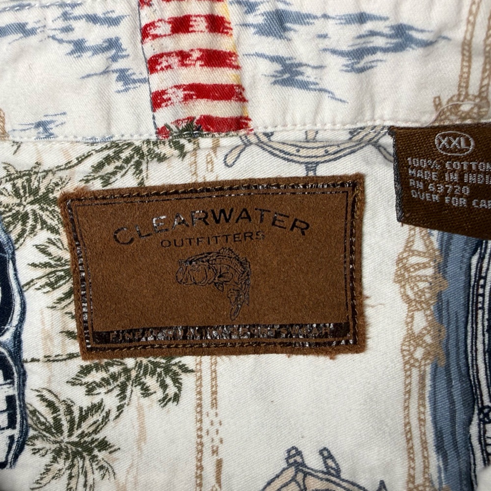 Men's Nautical Lighthouse Patriotic Button Down 100% Cotton Resortwear  XXL - Picture 7 of 7